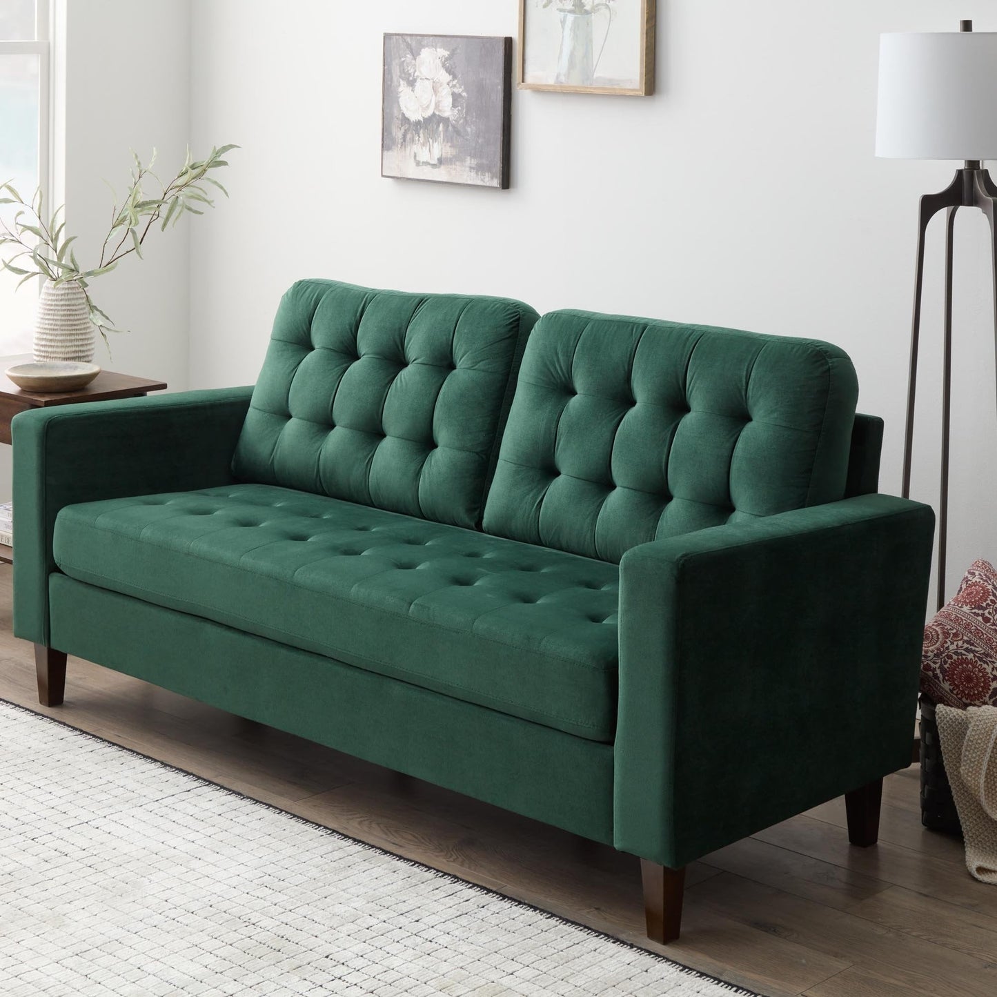 Divano Brookside Brynn da 76 pollici con braccioli quadrati in similpelle/velluto/tessuto