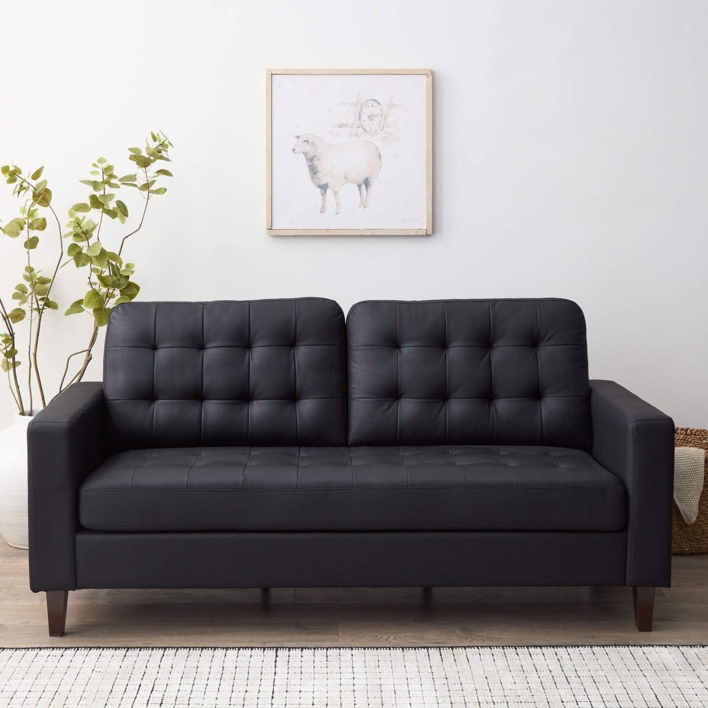 Divano Brookside Brynn da 76 pollici con braccioli quadrati in similpelle/velluto/tessuto
