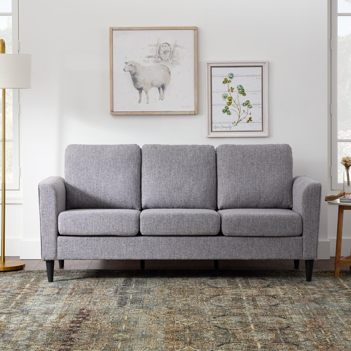 Divano imbottito con braccioli curvi Brookside Clara 73