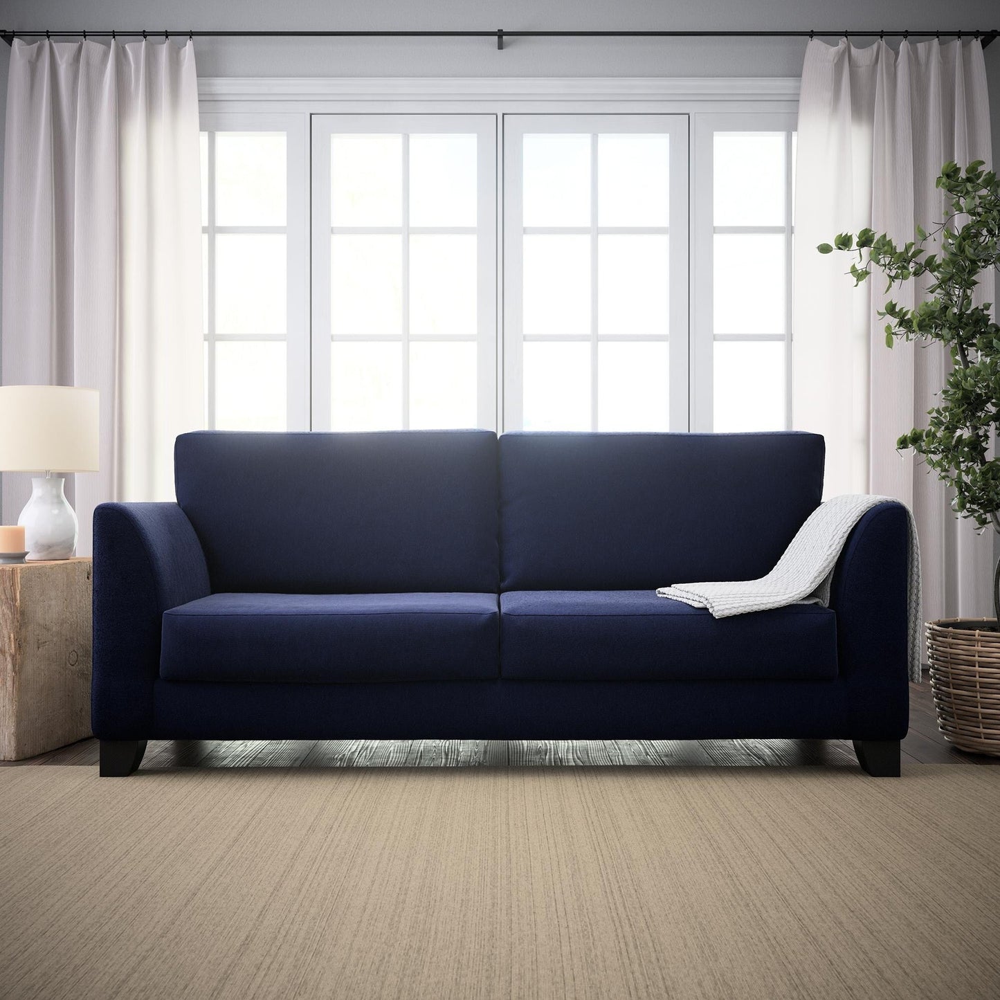 Divano imbottito con braccioli svasati Brookside Holly 85