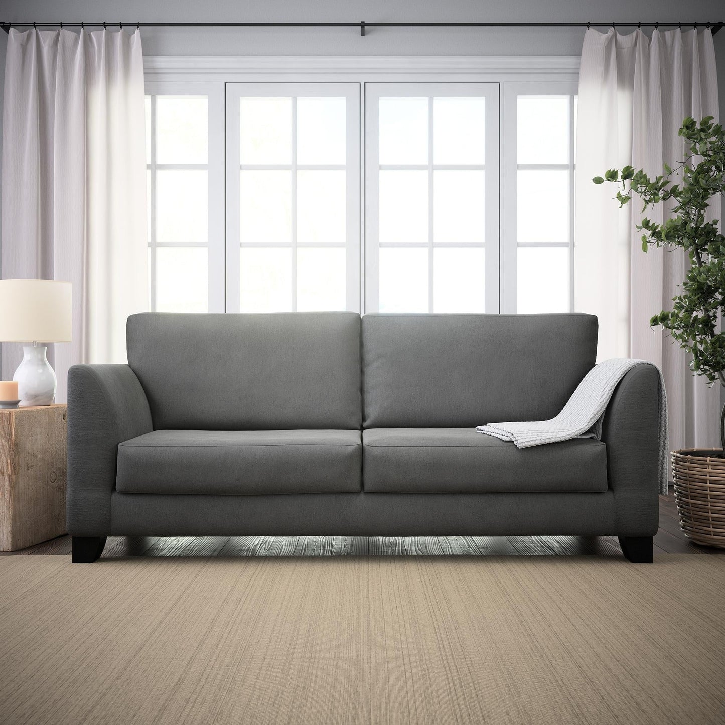 Divano imbottito con braccioli svasati Brookside Holly 85