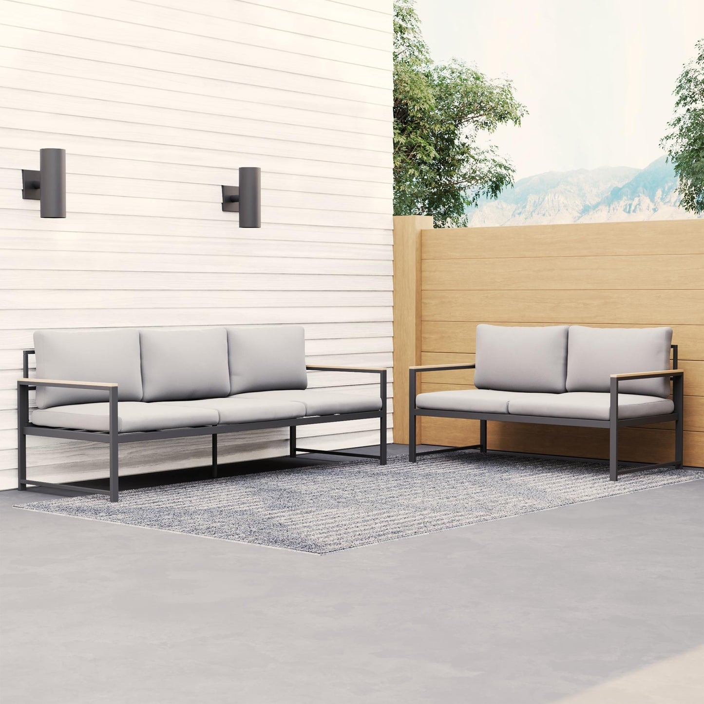 Sedia decorativa da esterno Brookside Meg in metallo con cuscini