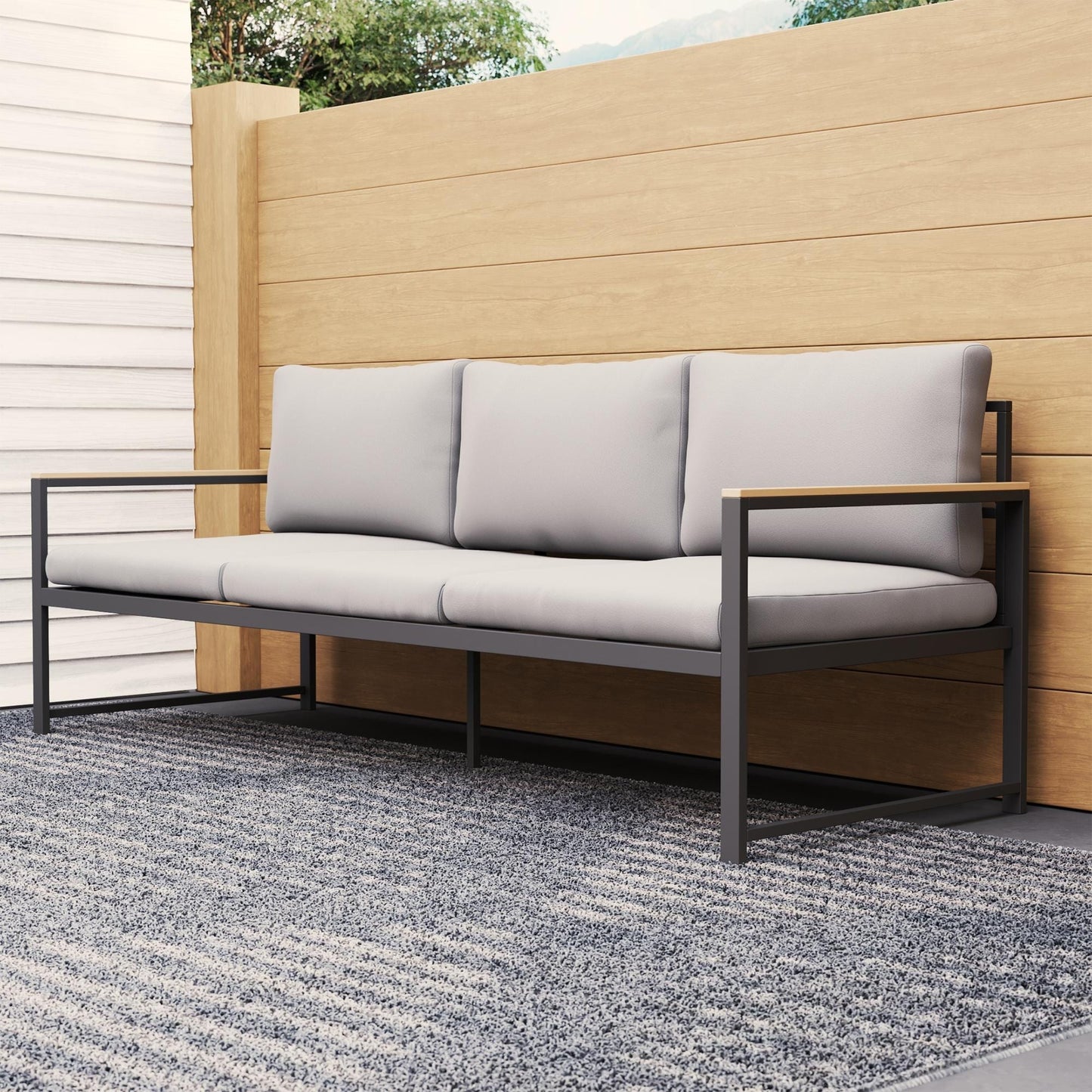 Sedia decorativa da esterno Brookside Meg in metallo con cuscini