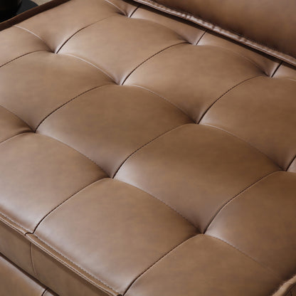 Divano letto singolo multiuso in similpelle marrone 39 con schienale regolabile e cuscino per soggiorno