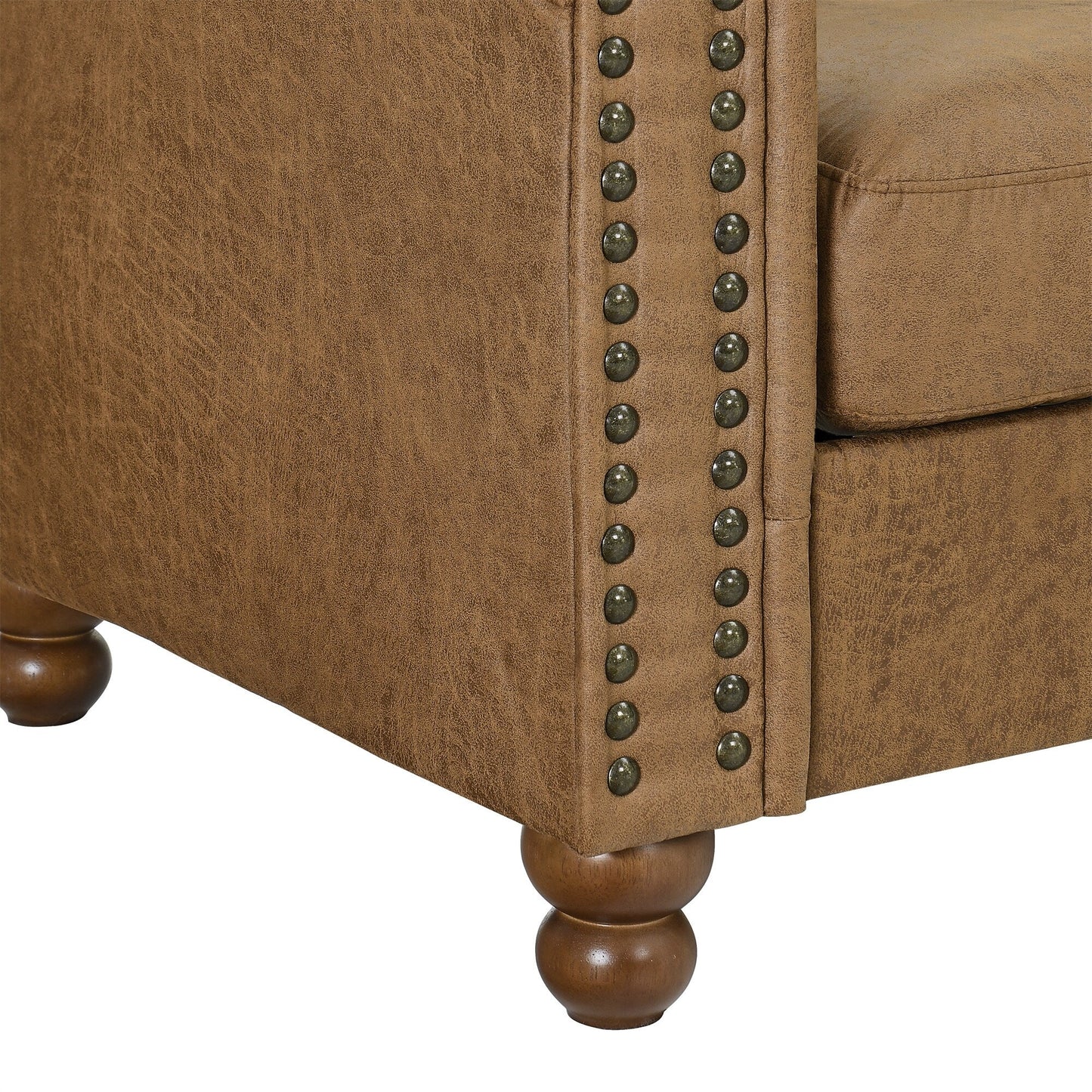 Divano Chesterfield a 3 posti rivestito in tessuto marrone da 74,5'' con design capitonné, poggiatesta e spugna ad alta resilienza