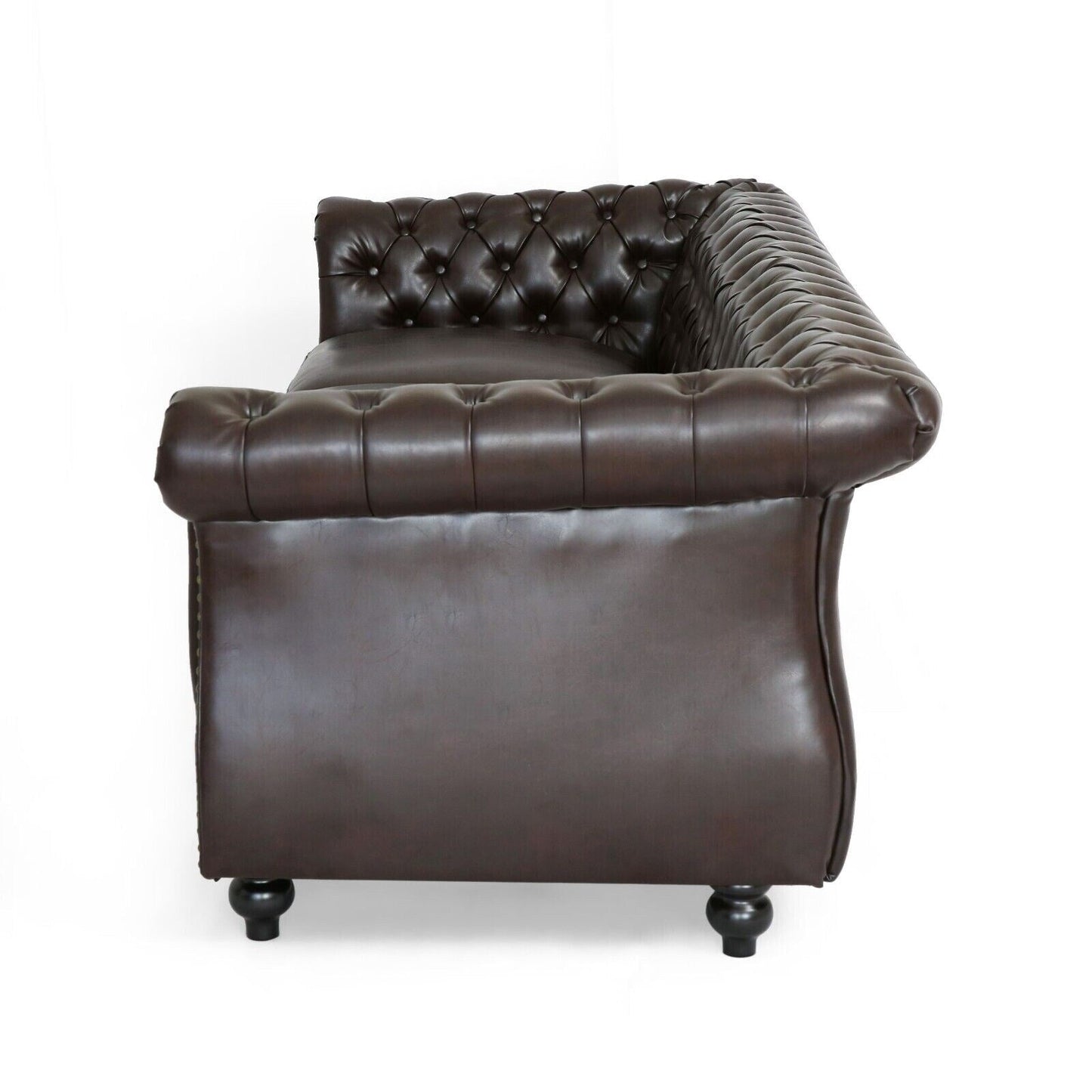 Divano in pelle PU marrone da 84,5'' con braccioli e cuscini rimovibili