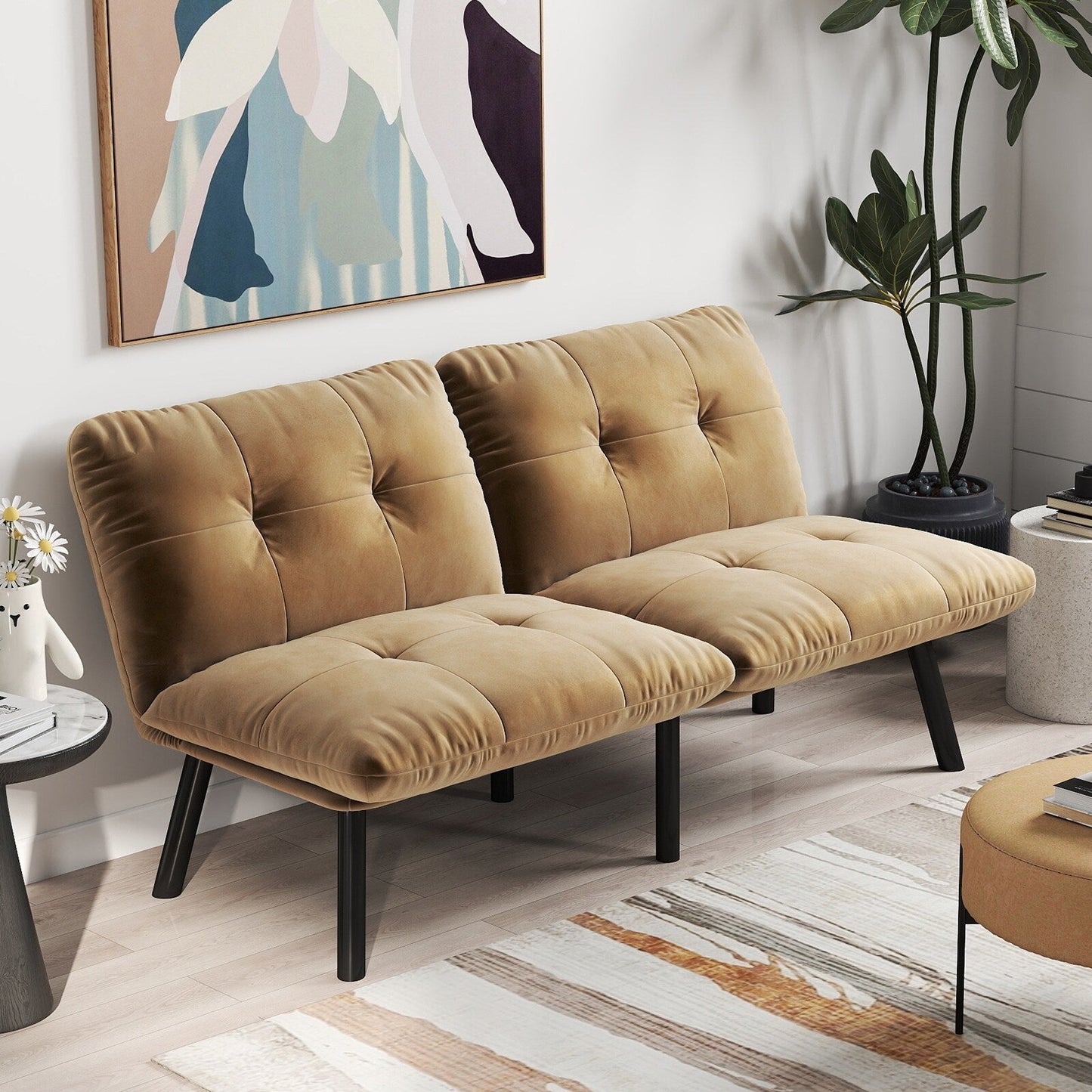 Divano letto moderno pieghevole convertibile marrone