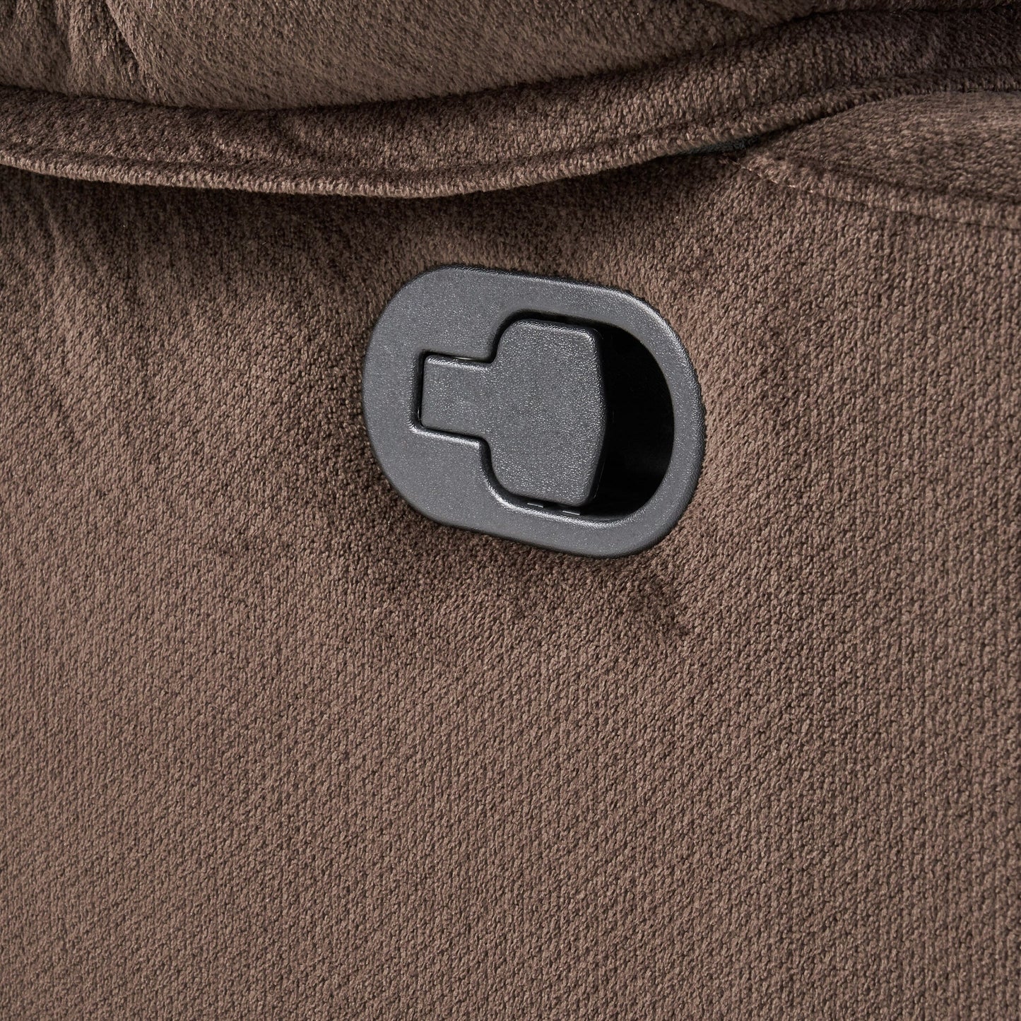 Poltrona reclinabile manuale in tessuto elegante marrone con doppio portabicchieri, dimensioni generose per il massimo comfort
