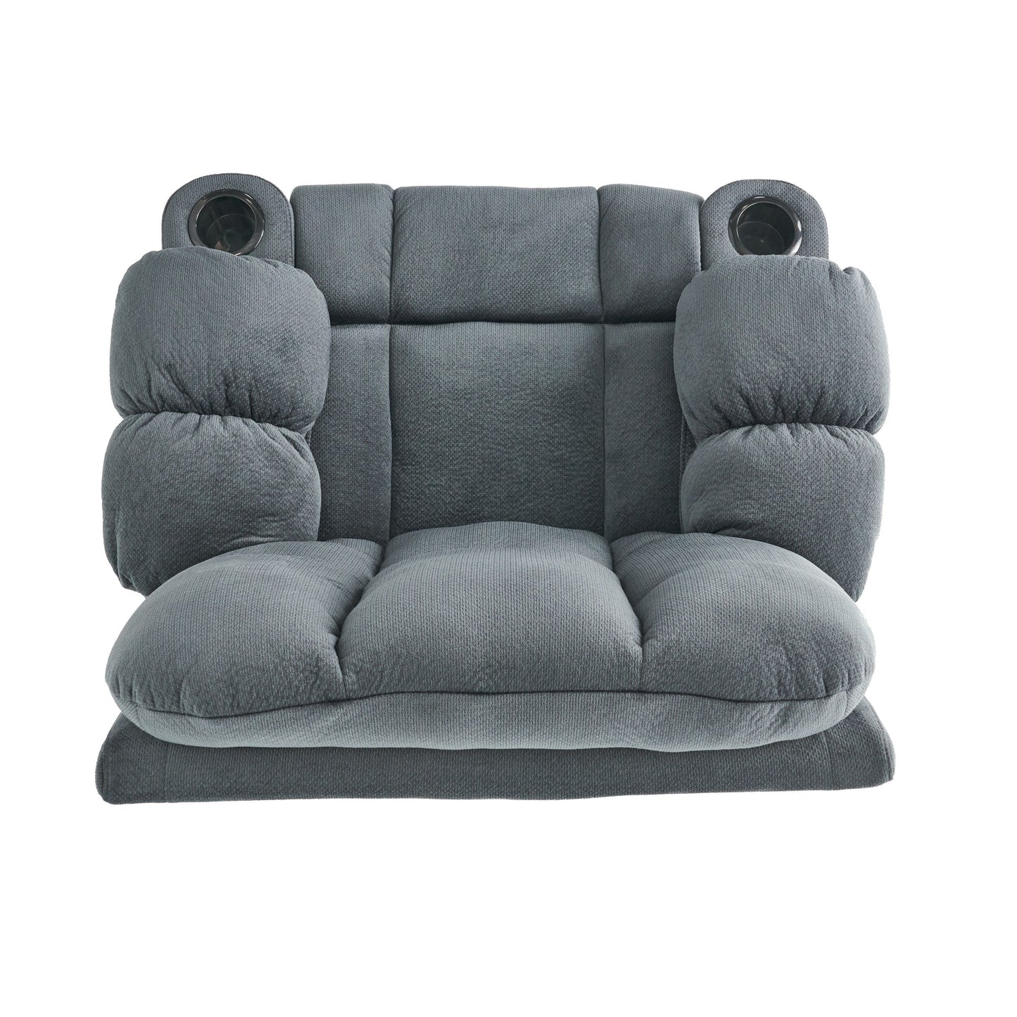 Poltrona reclinabile manuale in tessuto elegante marrone con doppio portabicchieri, dimensioni generose per il massimo comfort