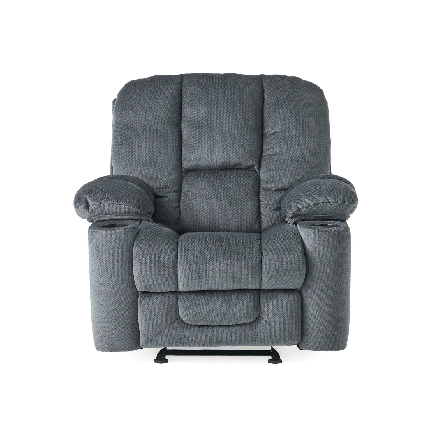 Poltrona reclinabile manuale in tessuto elegante marrone con doppio portabicchieri, dimensioni generose per il massimo comfort