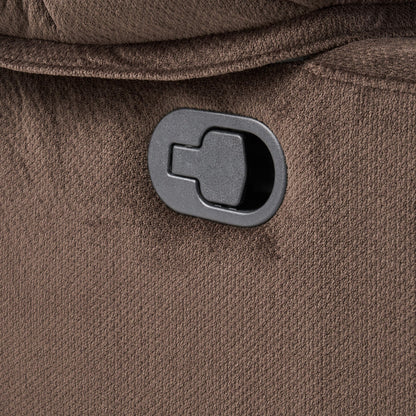 Poltrona reclinabile manuale in tessuto elegante marrone con doppio portabicchieri, dimensioni spaziose per il massimo comfort