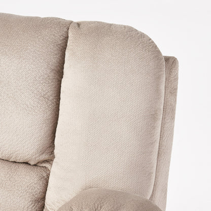 Poltrona reclinabile manuale in tessuto elegante marrone con doppio portabicchieri, dimensioni spaziose per il massimo comfort