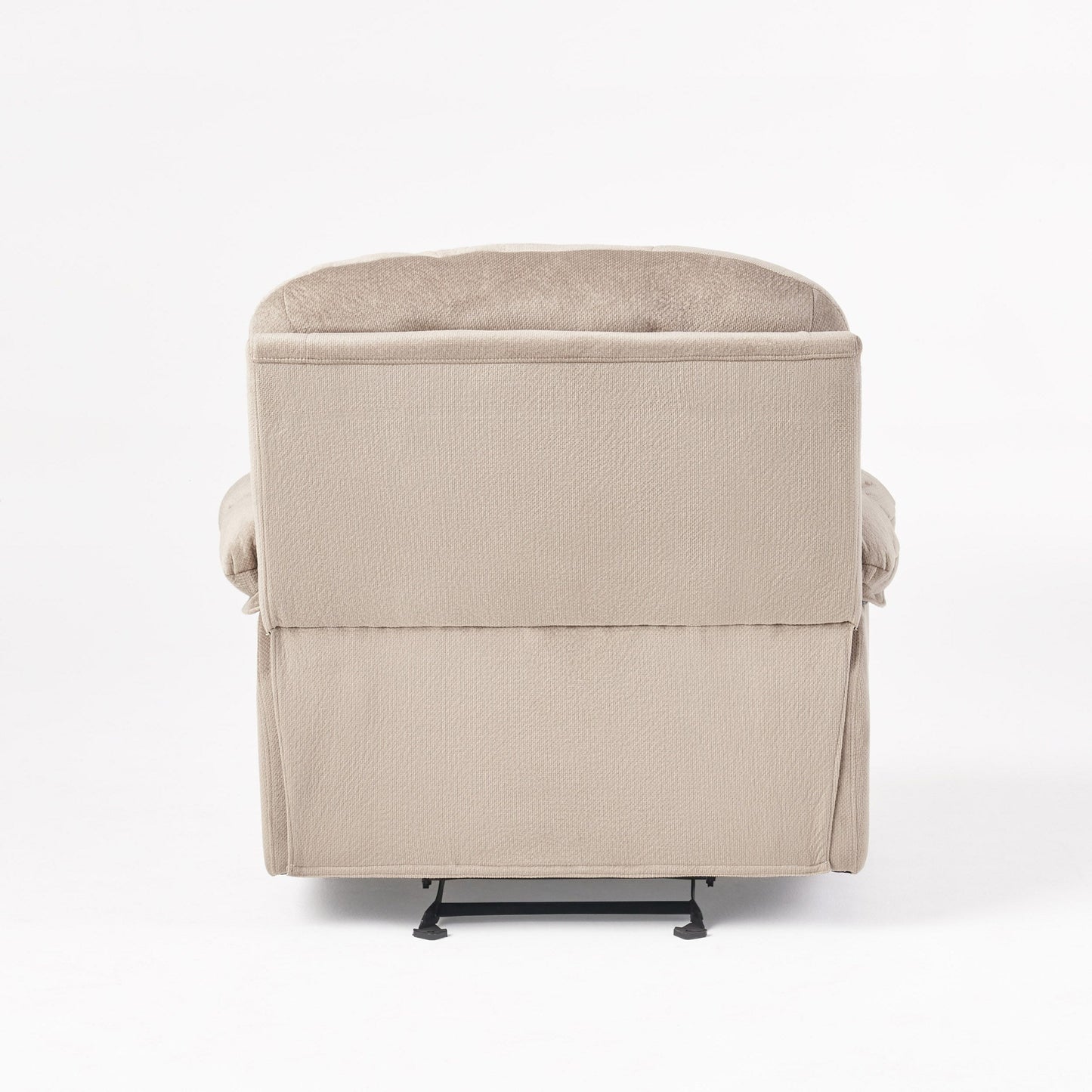 Poltrona reclinabile manuale in tessuto elegante marrone con doppio portabicchieri e dimensioni generose per il massimo comfort