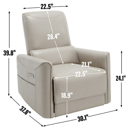 Poltrona reclinabile ergonomica marrone con rotazione a 270°, oscillazione delicata, rivestimento resistente e ricarica USB e Type-C