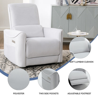 Poltrona reclinabile ergonomica marrone con rotazione a 270°, oscillazione delicata, rivestimento resistente e ricarica USB e Type-C