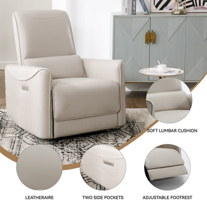 Poltrona reclinabile ergonomica marrone con rotazione a 270°, oscillazione delicata, rivestimento resistente e ricarica USB e Type-C