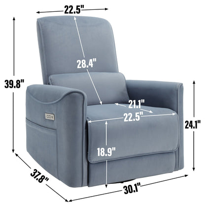 Poltrona reclinabile ergonomica marrone con rotazione a 270°, oscillazione delicata, rivestimento resistente e ricarica USB e Type-C