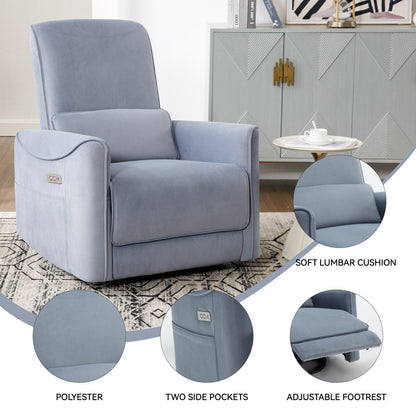 Poltrona reclinabile ergonomica marrone con rotazione a 270°, oscillazione delicata, rivestimento resistente e ricarica USB e Type-C