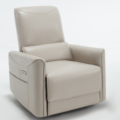 Poltrona reclinabile ergonomica marrone con rotazione a 270°, oscillazione delicata, rivestimento resistente e ricarica USB e Type-C