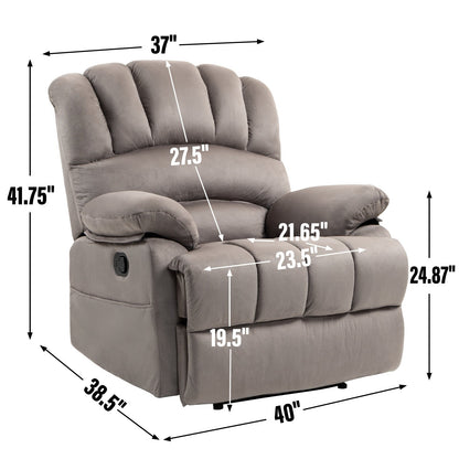 Poltrona reclinabile manuale extra large marrone con reclinazione di 155° e rivestimento in tessuto