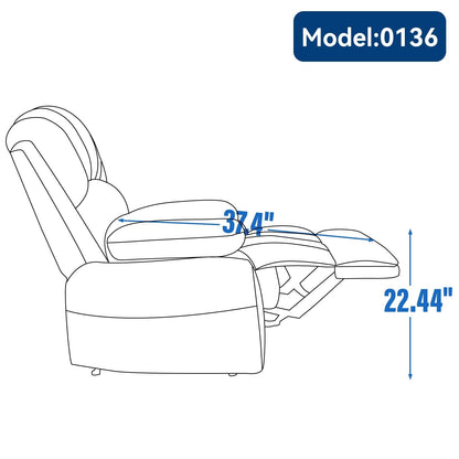 Poltrona reclinabile manuale extra large marrone con angolo di reclinazione di 155° e comodo rivestimento in tessuto
