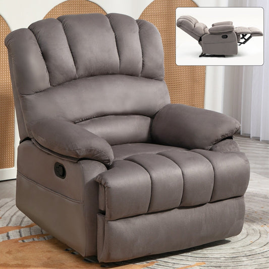 Poltrona reclinabile manuale extra large marrone con angolo di reclinazione di 155° e comodo rivestimento in tessuto