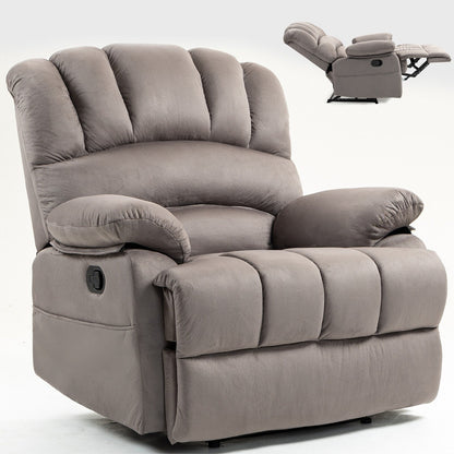 Poltrona reclinabile manuale extra large marrone con reclinazione a 155° e rivestimento in tessuto confortevole