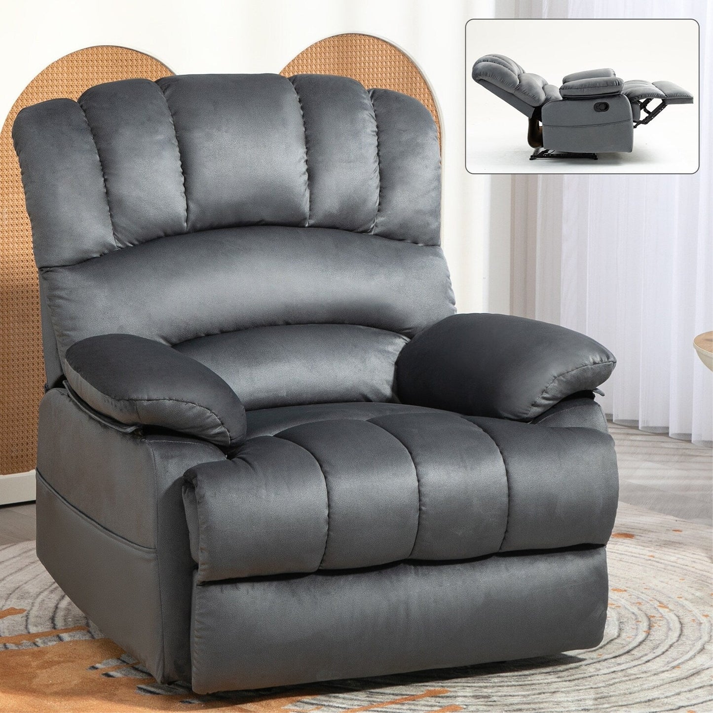 Poltrona reclinabile manuale extra large marrone con reclinazione di 155°
