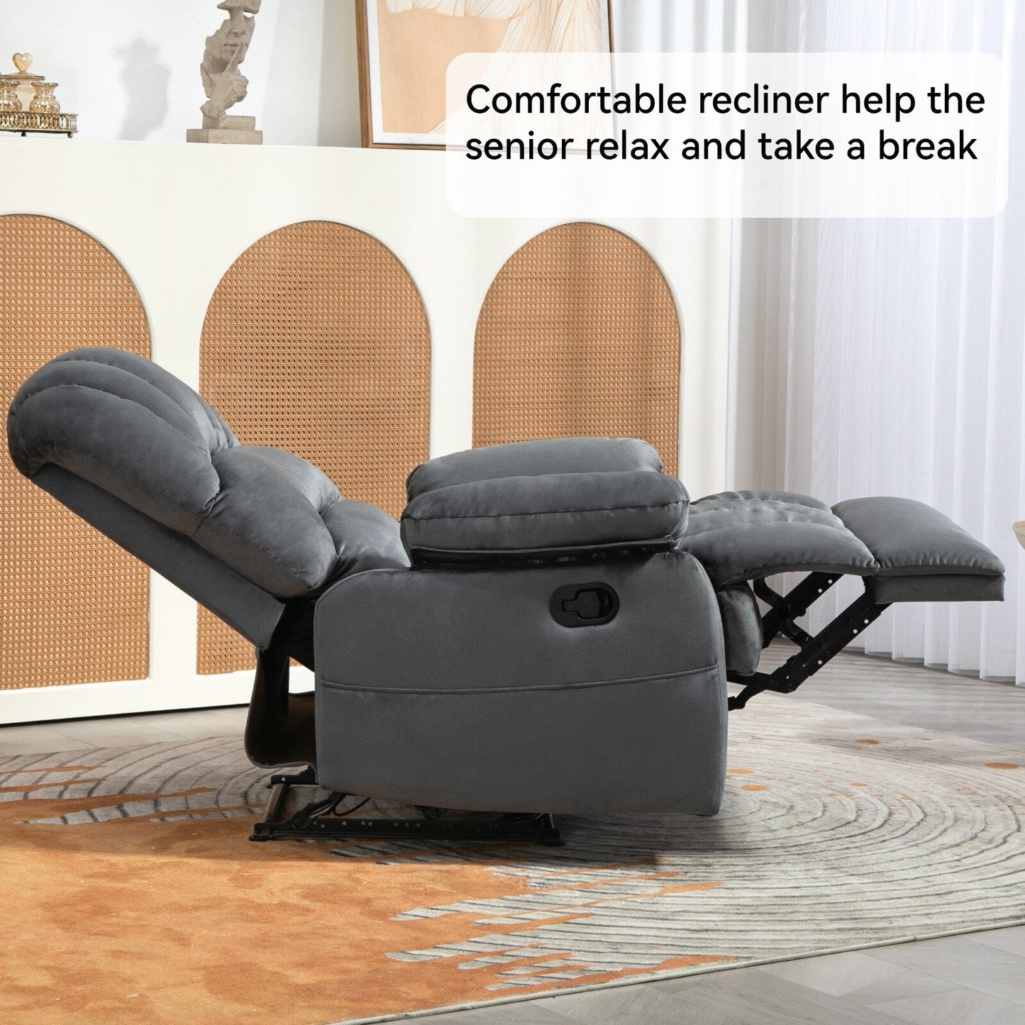 Poltrona reclinabile manuale extra large marrone con reclinazione di 155°