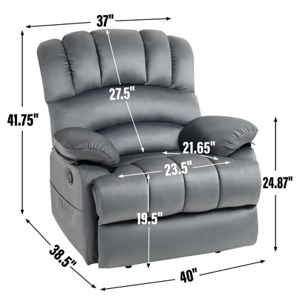 Poltrona reclinabile manuale extra large marrone con reclinazione di 155°