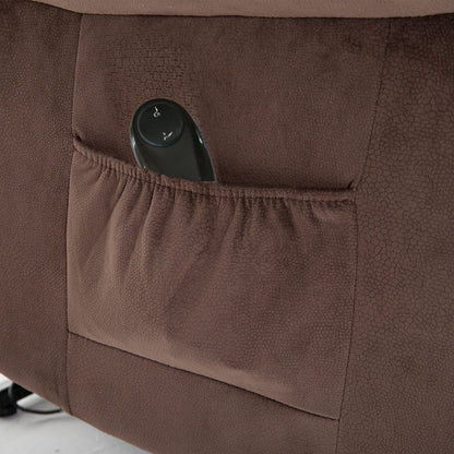 Poltrona reclinabile elettrica resistente marrone con tessuto antiscivolo, cuscino imbottito e funzioni regolabili per anziani