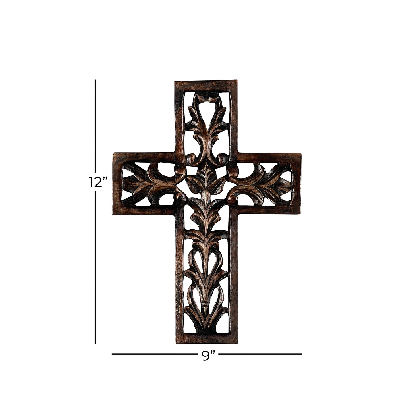 Croce decorativa da parete tradizionale in legno marrone 12 x 9 x 1