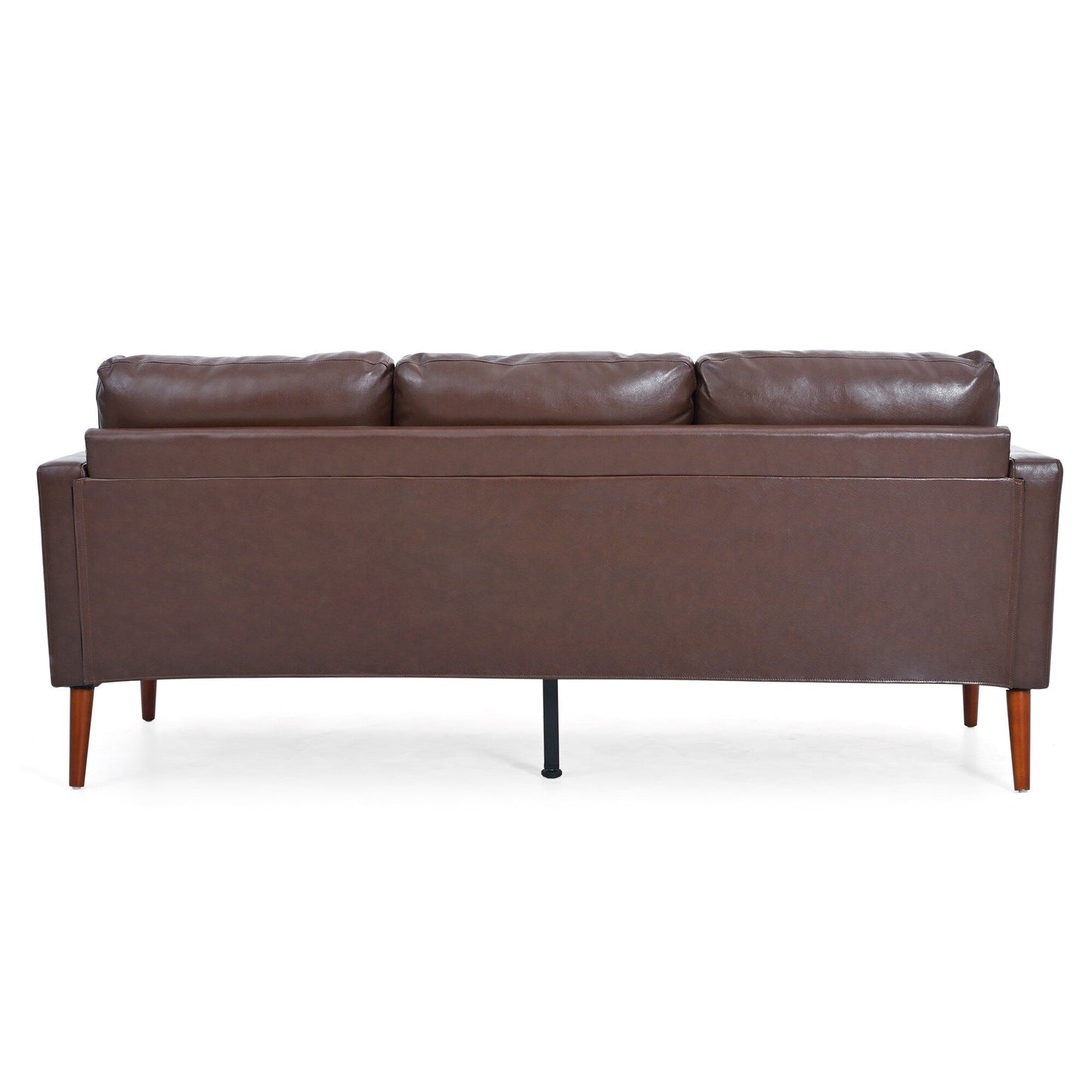 Divano a 3 posti in PU marrone Mid Century Modern 76,7 con struttura in ferro e legno per soggiorno