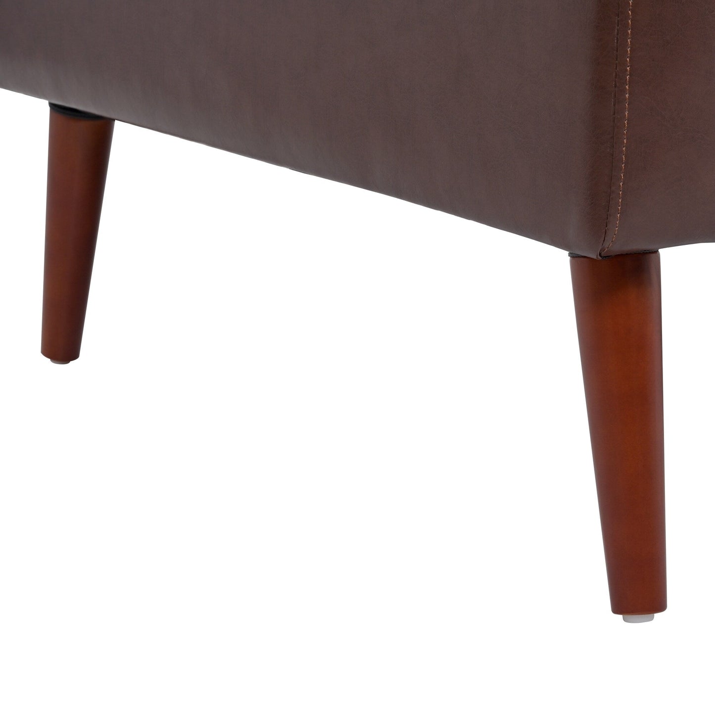 Divano a 3 posti in PU marrone Mid Century Modern 76,7 con struttura in ferro e legno per soggiorno