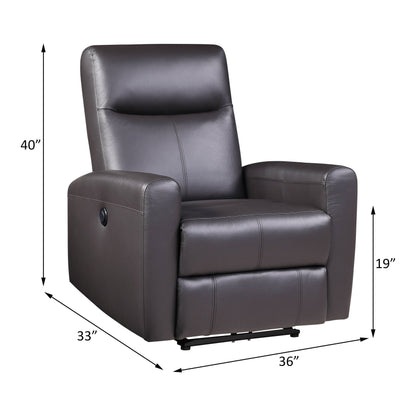 Poltrona reclinabile Power Motion in pelle pieno fiore marrone
