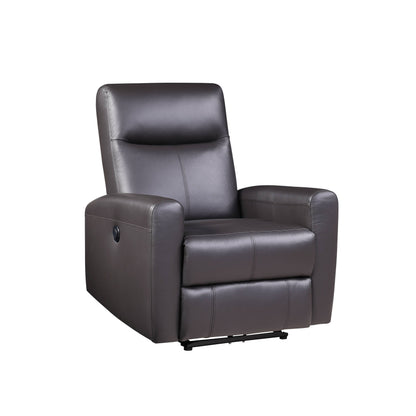 Poltrona reclinabile Power Motion in pelle pieno fiore marrone