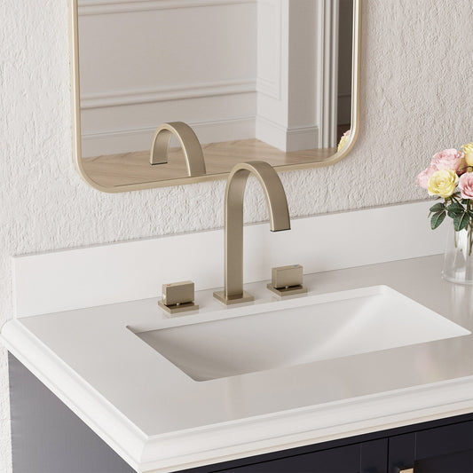 Rubinetto per lavabo da bagno a 3 fori con doppia maniglia, finitura oro spazzolato