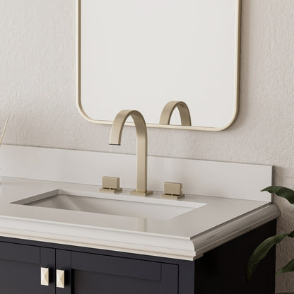Rubinetto per lavabo da bagno a 3 fori con doppia maniglia, finitura oro spazzolato