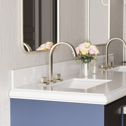 Rubinetto per lavabo da bagno a 3 fori con doppia maniglia, finitura oro spazzolato