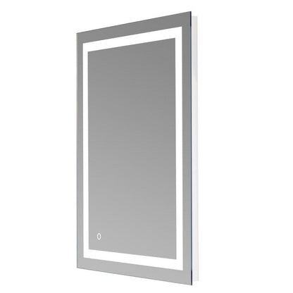 Specchio da bagno con striscia luminosa LED touch integrata, argento
