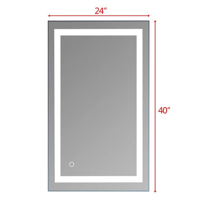 Specchio da bagno con striscia luminosa LED touch integrata, argento