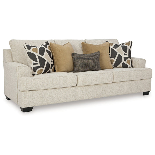 Divano Burgess, poliestere beige quarzo, 5 cuscini decorativi, 97 pollici