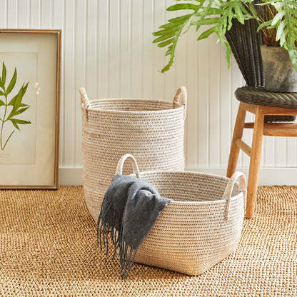 Cestini da frutteto in rattan birmano, set da 2