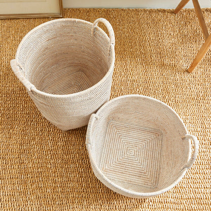Cestini da frutteto in rattan birmano, set da 2