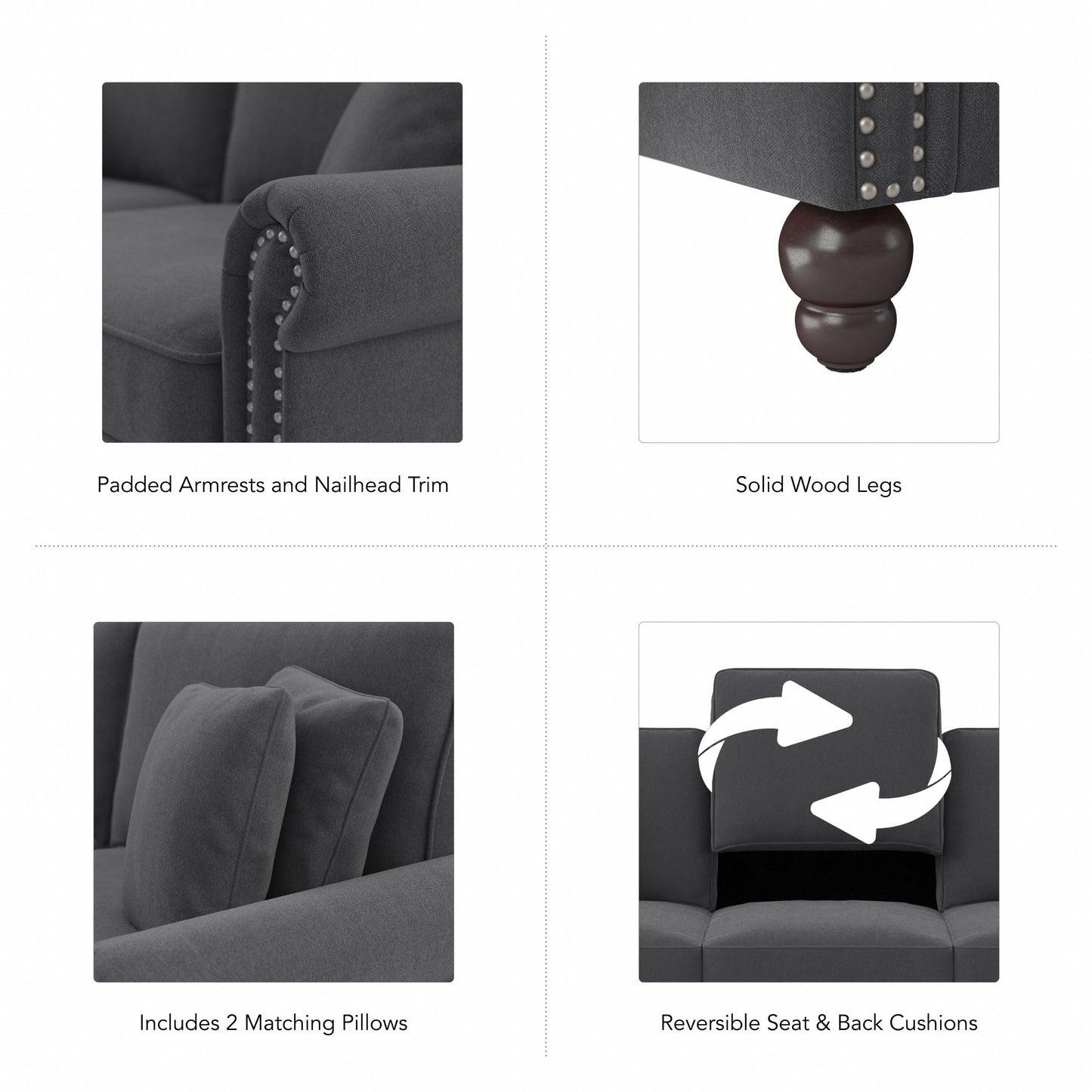 Divano grande da soggiorno a 3 posti Coventry 85W di Bush Furniture
