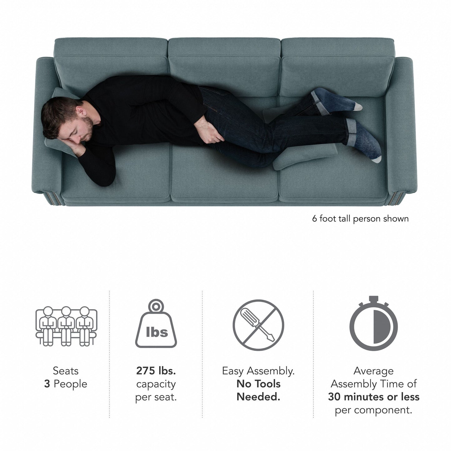 Divano grande da soggiorno a 3 posti Coventry 85W di Bush Furniture