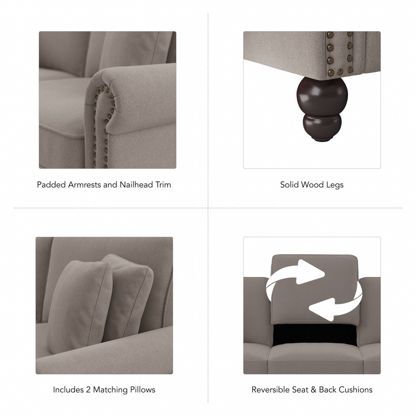 Divano grande da soggiorno a 3 posti Coventry 85W di Bush Furniture
