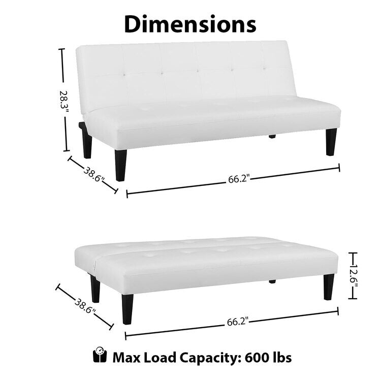 Collezione Ultimate Futon Sofa: Divano Futon con braccioli e portabicchieri, Divano imbottito con bottoni e gambe in legno