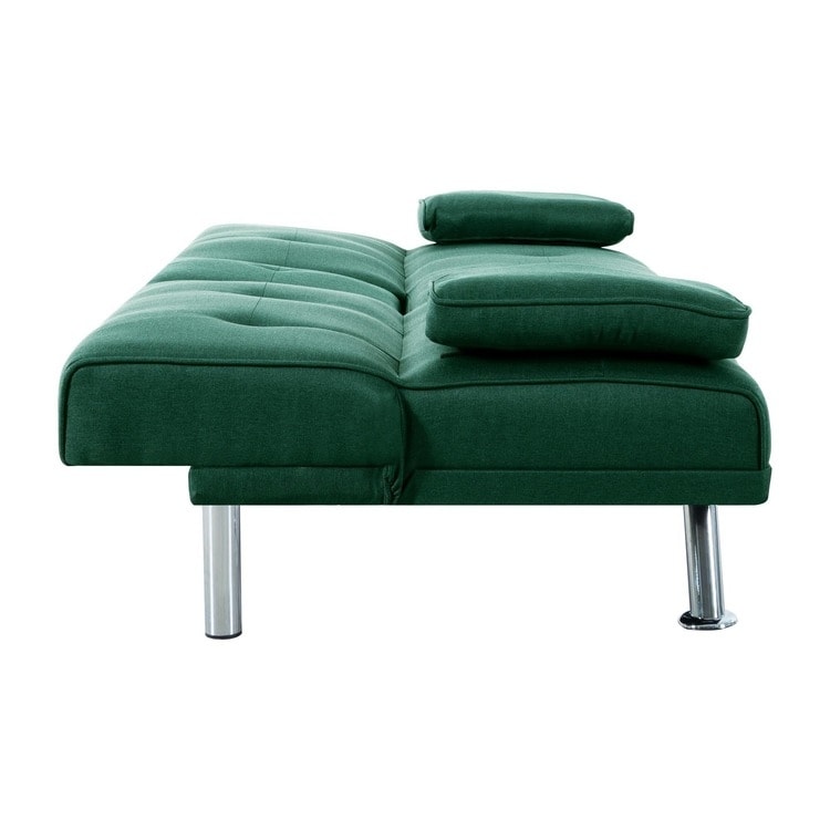 Collezione Ultimate Futon Sofa: Divano Futon con braccioli e portabicchieri, Divano imbottito con bottoni e gambe in legno
