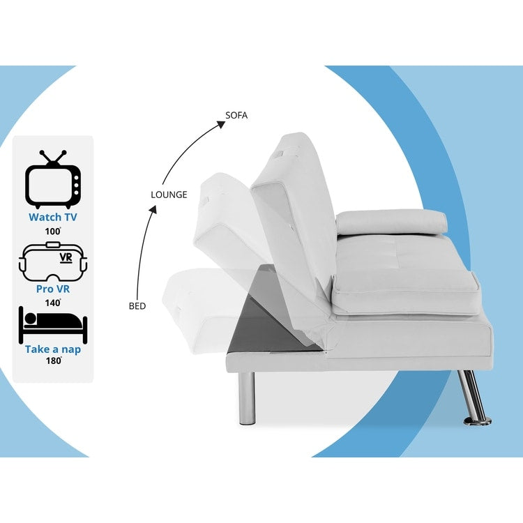 Collezione Ultimate Futon Sofa: Divano Futon con braccioli e portabicchieri, Divano imbottito con bottoni e gambe in legno